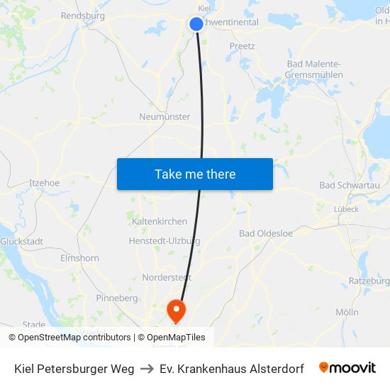 Kiel Petersburger Weg to Ev. Krankenhaus Alsterdorf map