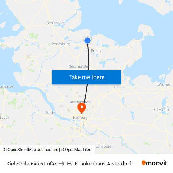 Kiel Schleusenstraße to Ev. Krankenhaus Alsterdorf map