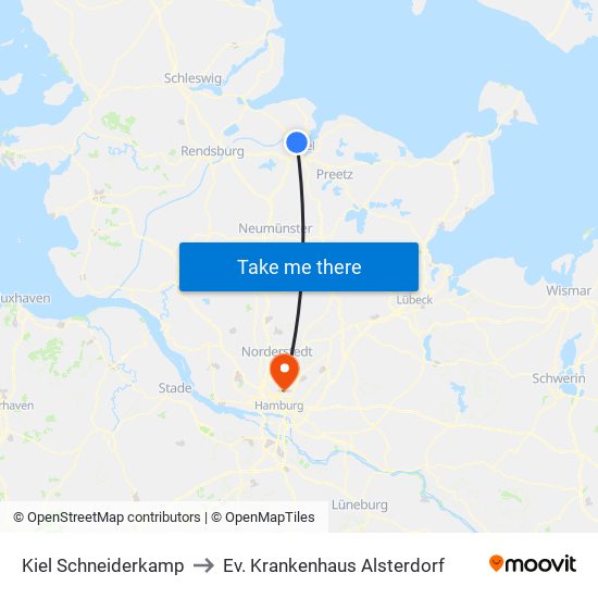 Kiel Schneiderkamp to Ev. Krankenhaus Alsterdorf map