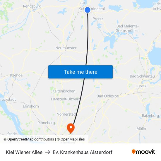 Kiel Wiener Allee to Ev. Krankenhaus Alsterdorf map