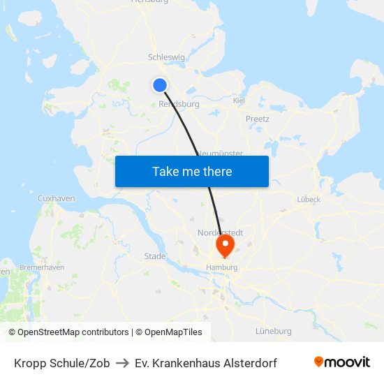 Kropp Schule/Zob to Ev. Krankenhaus Alsterdorf map