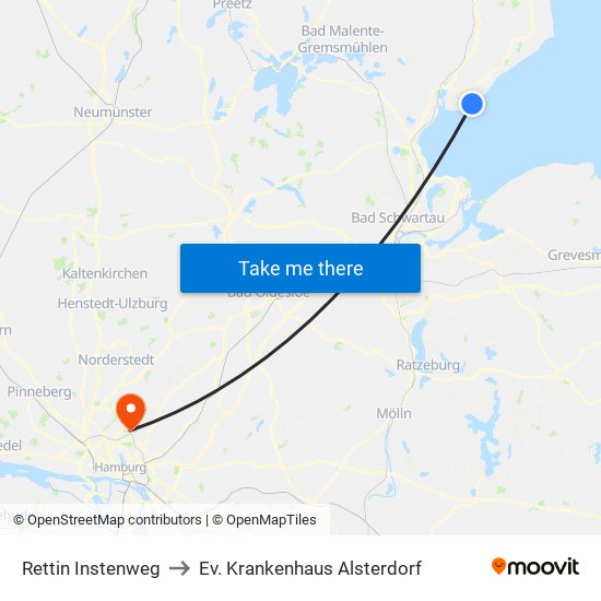 Rettin Instenweg to Ev. Krankenhaus Alsterdorf map