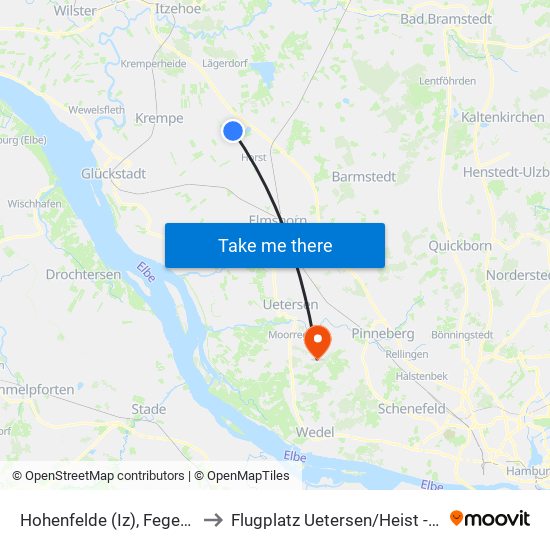 Hohenfelde (Iz), Fegefeuer to Flugplatz Uetersen / Heist - Edhe map