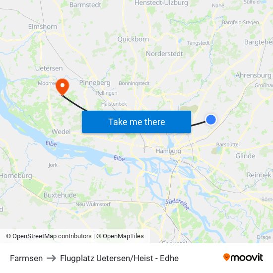 Farmsen to Flugplatz Uetersen / Heist - Edhe map
