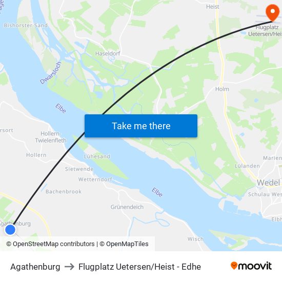 Agathenburg to Flugplatz Uetersen / Heist - Edhe map