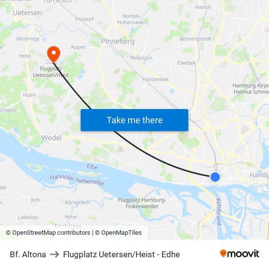 Bf. Altona to Flugplatz Uetersen / Heist - Edhe map