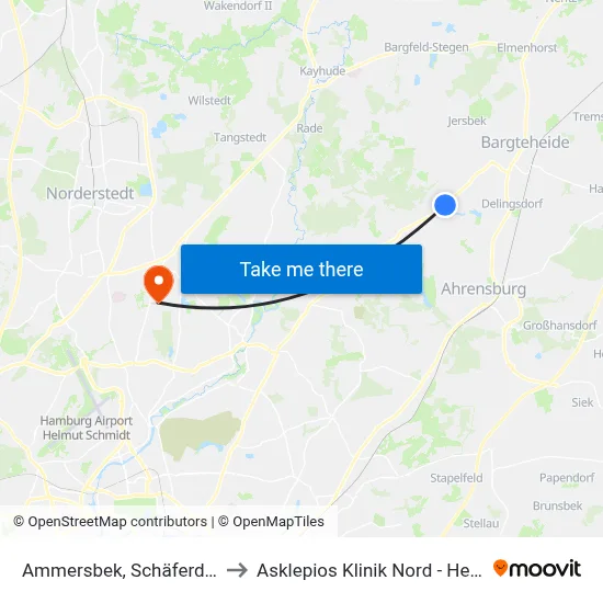 Ammersbek, Schäferdresch to Asklepios Klinik Nord - Heidberg map