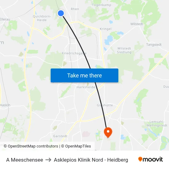 A Meeschensee to Asklepios Klinik Nord - Heidberg map