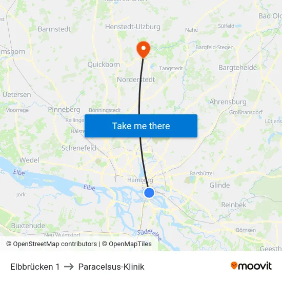 Elbbrücken 1 to Paracelsus-Klinik map