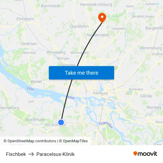 Fischbek to Paracelsus-Klinik map