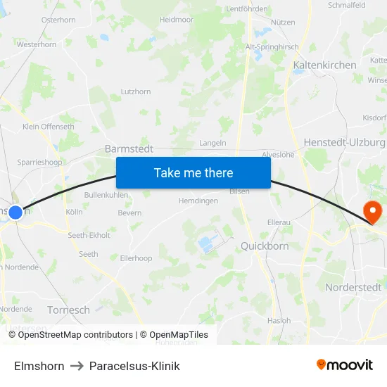 Elmshorn to Paracelsus-Klinik map