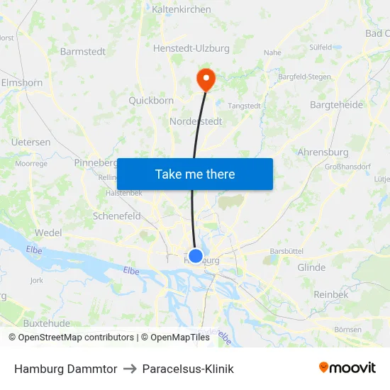 Hamburg Dammtor to Paracelsus-Klinik map