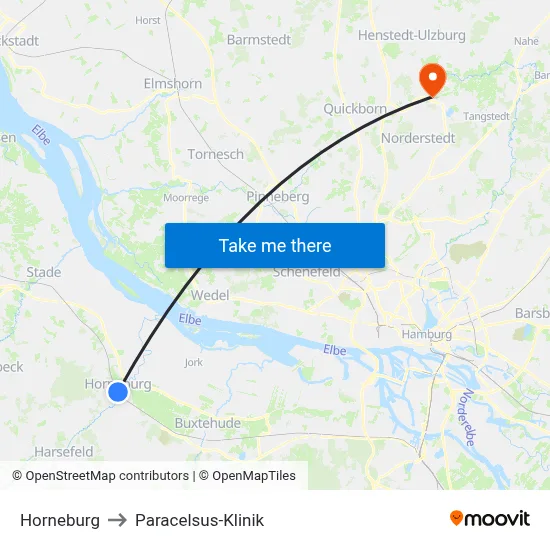 Horneburg to Paracelsus-Klinik map