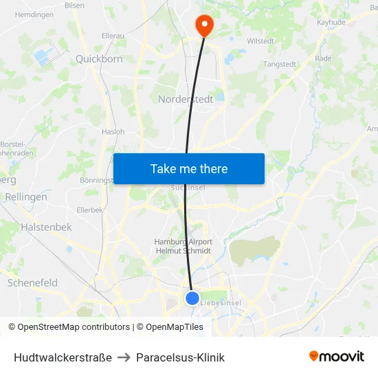 Hudtwalckerstraße to Paracelsus-Klinik map