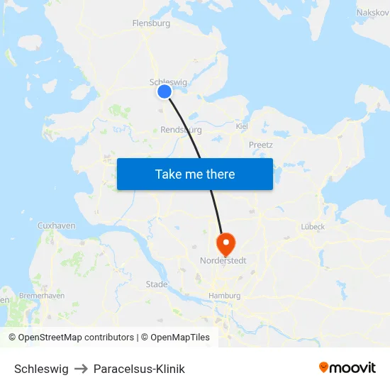 Schleswig to Paracelsus-Klinik map