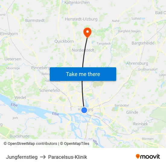 Jungfernstieg to Paracelsus-Klinik map
