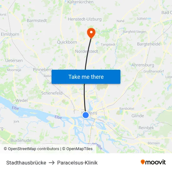 Stadthausbrücke to Paracelsus-Klinik map