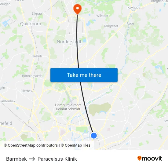 Barmbek to Paracelsus-Klinik map