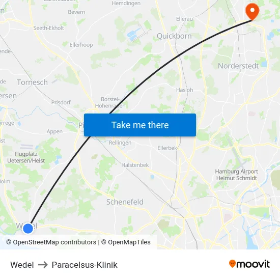 Wedel to Paracelsus-Klinik map