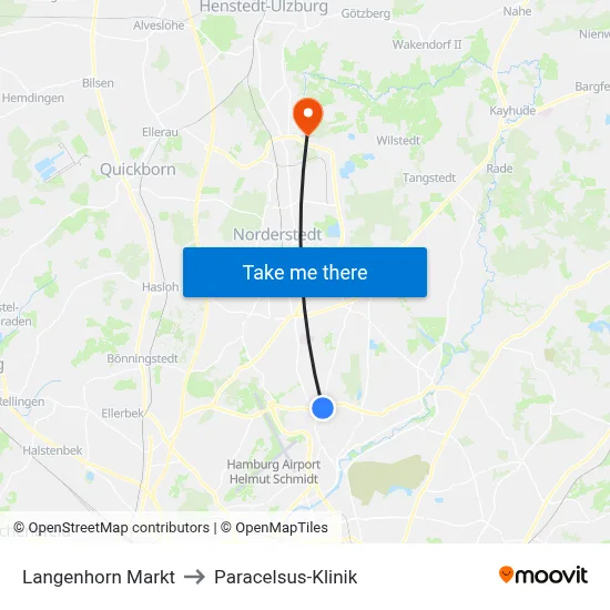 Langenhorn Markt to Paracelsus-Klinik map