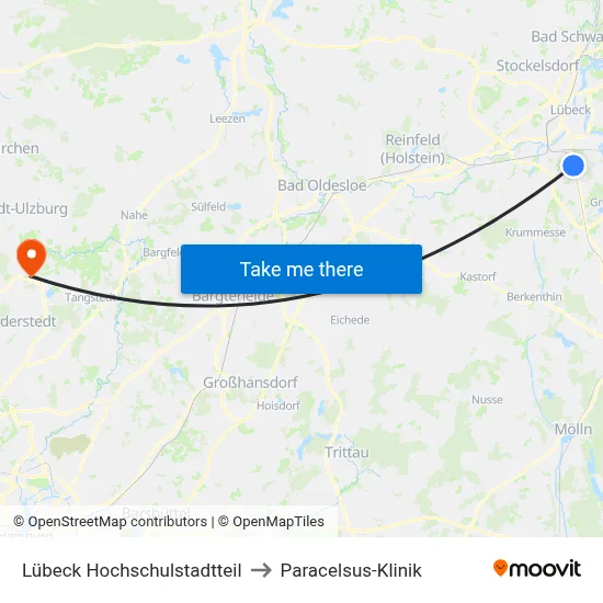 Lübeck Hochschulstadtteil to Paracelsus-Klinik map