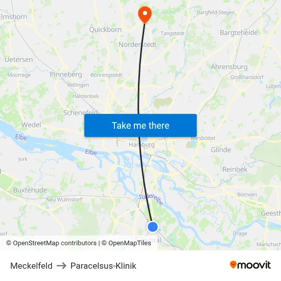 Meckelfeld to Paracelsus-Klinik map