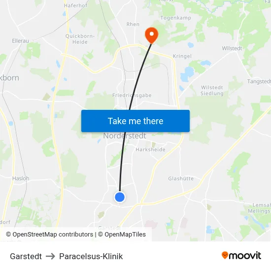 Garstedt to Paracelsus-Klinik map