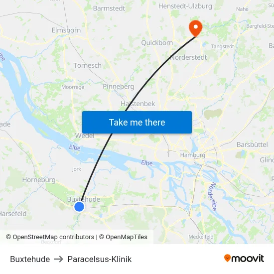 Buxtehude to Paracelsus-Klinik map