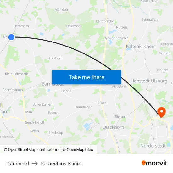 Dauenhof to Paracelsus-Klinik map