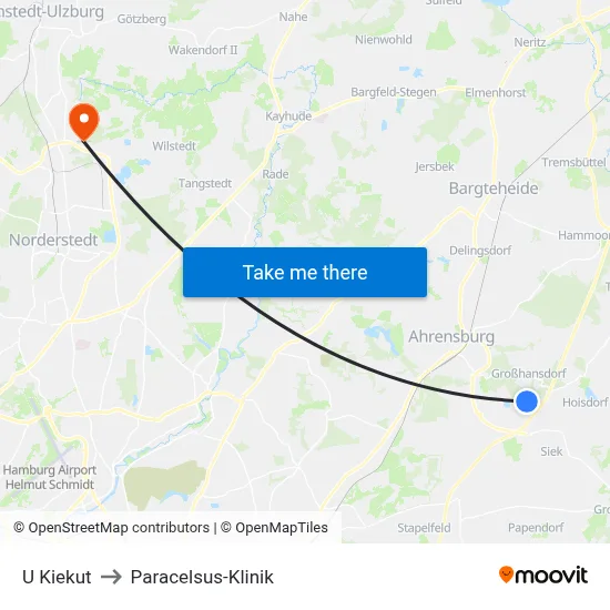 U Kiekut to Paracelsus-Klinik map