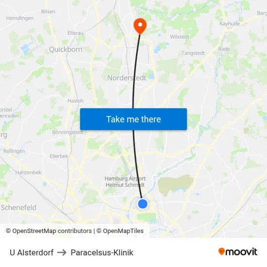 U Alsterdorf to Paracelsus-Klinik map