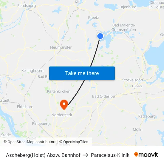 Ascheberg(Holst) Abzw. Bahnhof to Paracelsus-Klinik map