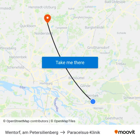 Wentorf, am Petersilienberg to Paracelsus-Klinik map