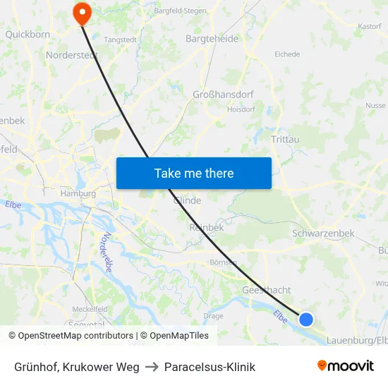 Grünhof, Krukower Weg to Paracelsus-Klinik map