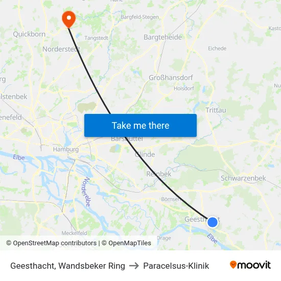 Geesthacht, Wandsbeker Ring to Paracelsus-Klinik map