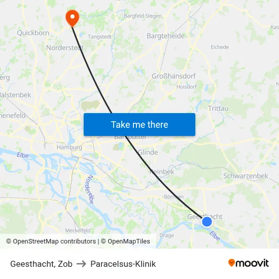 Geesthacht, Zob to Paracelsus-Klinik map