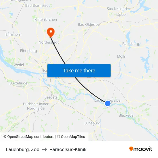 Lauenburg, Zob to Paracelsus-Klinik map