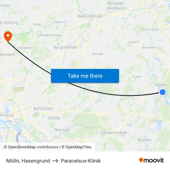 Mölln, Hasengrund to Paracelsus-Klinik map