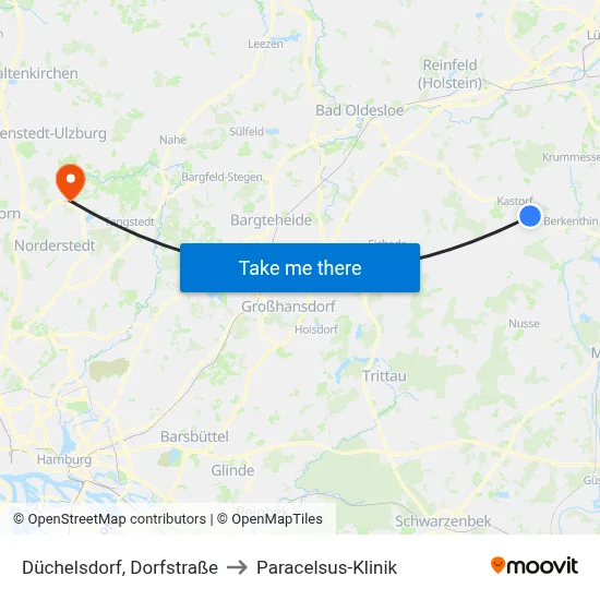Düchelsdorf, Dorfstraße to Paracelsus-Klinik map