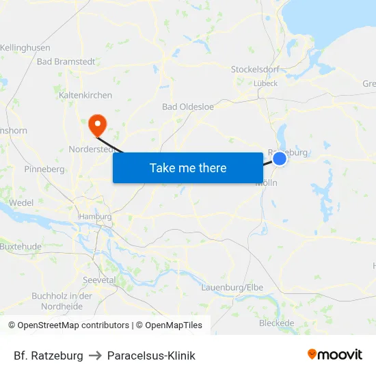 Bf. Ratzeburg to Paracelsus-Klinik map