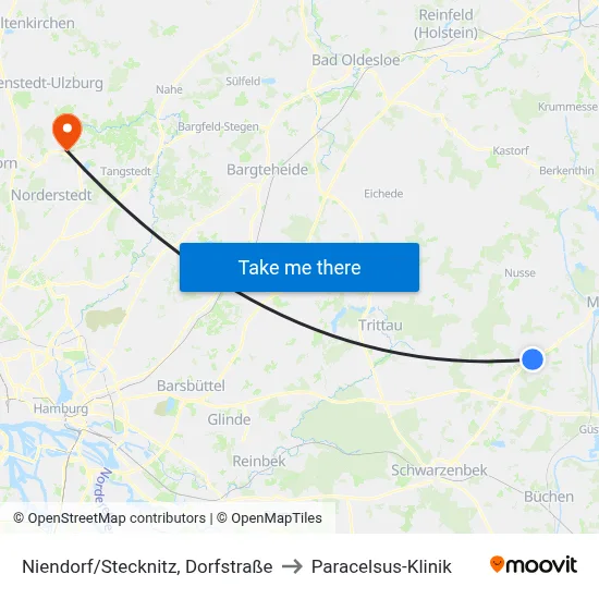 Niendorf/Stecknitz, Dorfstraße to Paracelsus-Klinik map