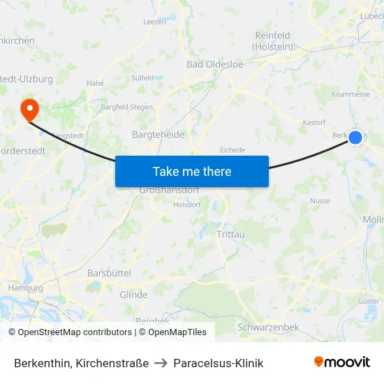 Berkenthin, Kirchenstraße to Paracelsus-Klinik map