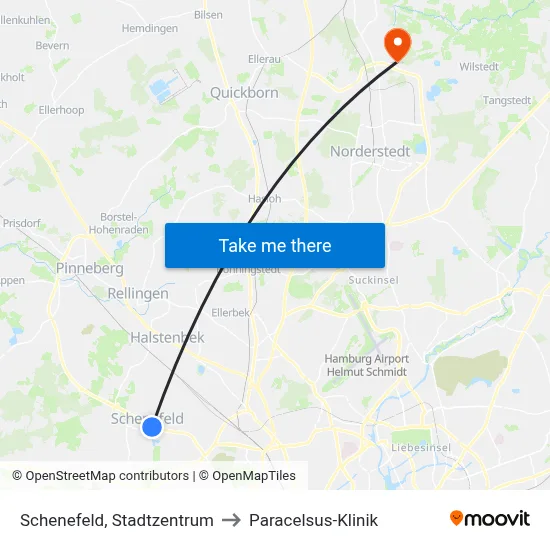 Schenefeld, Stadtzentrum to Paracelsus-Klinik map