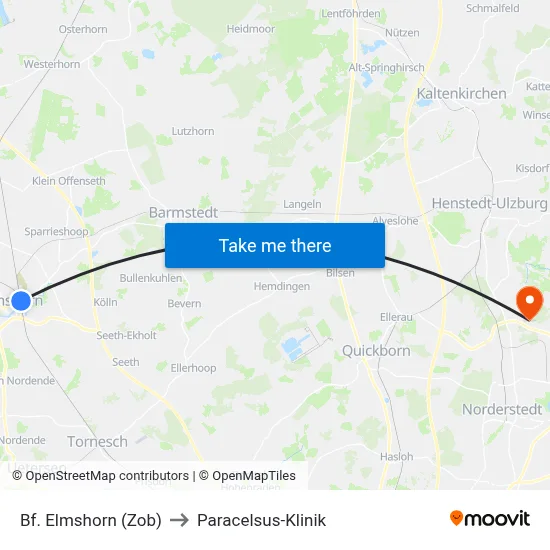 Bf. Elmshorn (Zob) to Paracelsus-Klinik map