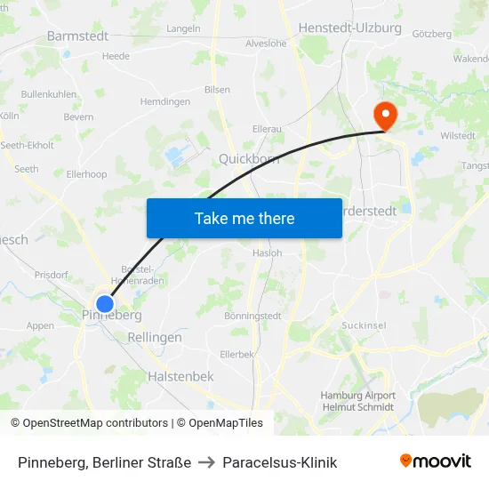 Pinneberg, Berliner Straße to Paracelsus-Klinik map