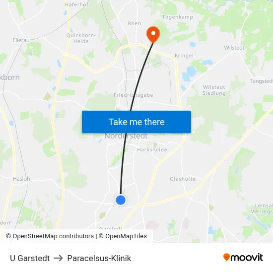 U Garstedt to Paracelsus-Klinik map