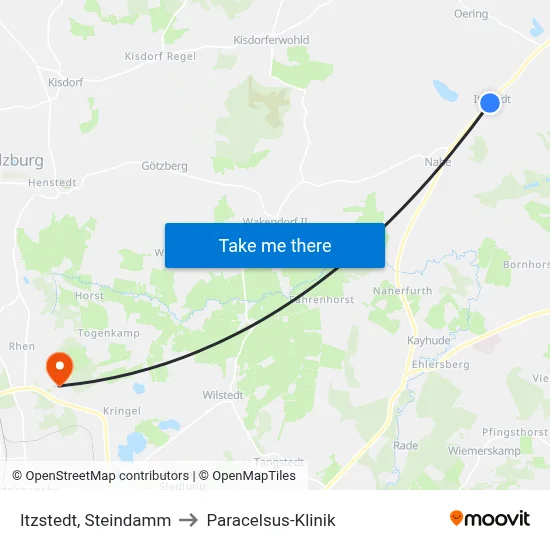 Itzstedt, Steindamm to Paracelsus-Klinik map