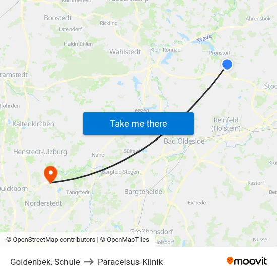 Goldenbek, Schule to Paracelsus-Klinik map