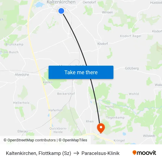 Kaltenkirchen, Flottkamp (Sz) to Paracelsus-Klinik map