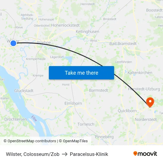 Wilster, Colosseum/Zob to Paracelsus-Klinik map